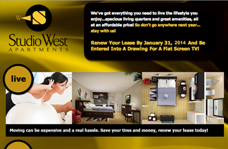 Studio West – Email campaign targeted toward students at Appalachian State University.