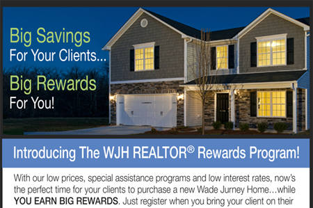 Wade Jurney Homes – Promotional email campaign targeted toward professional real estate agents.